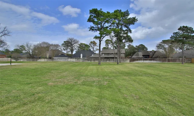a view of a yard with a fountain