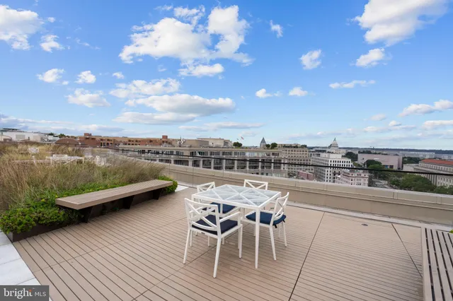 a view of a terrace with seating space