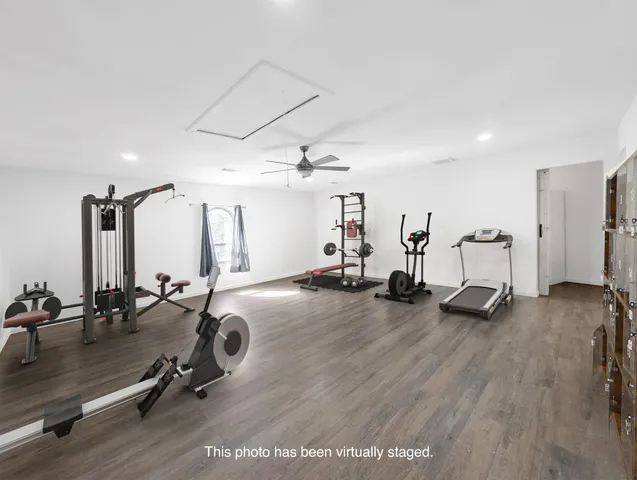 a view of a room with gym equipment