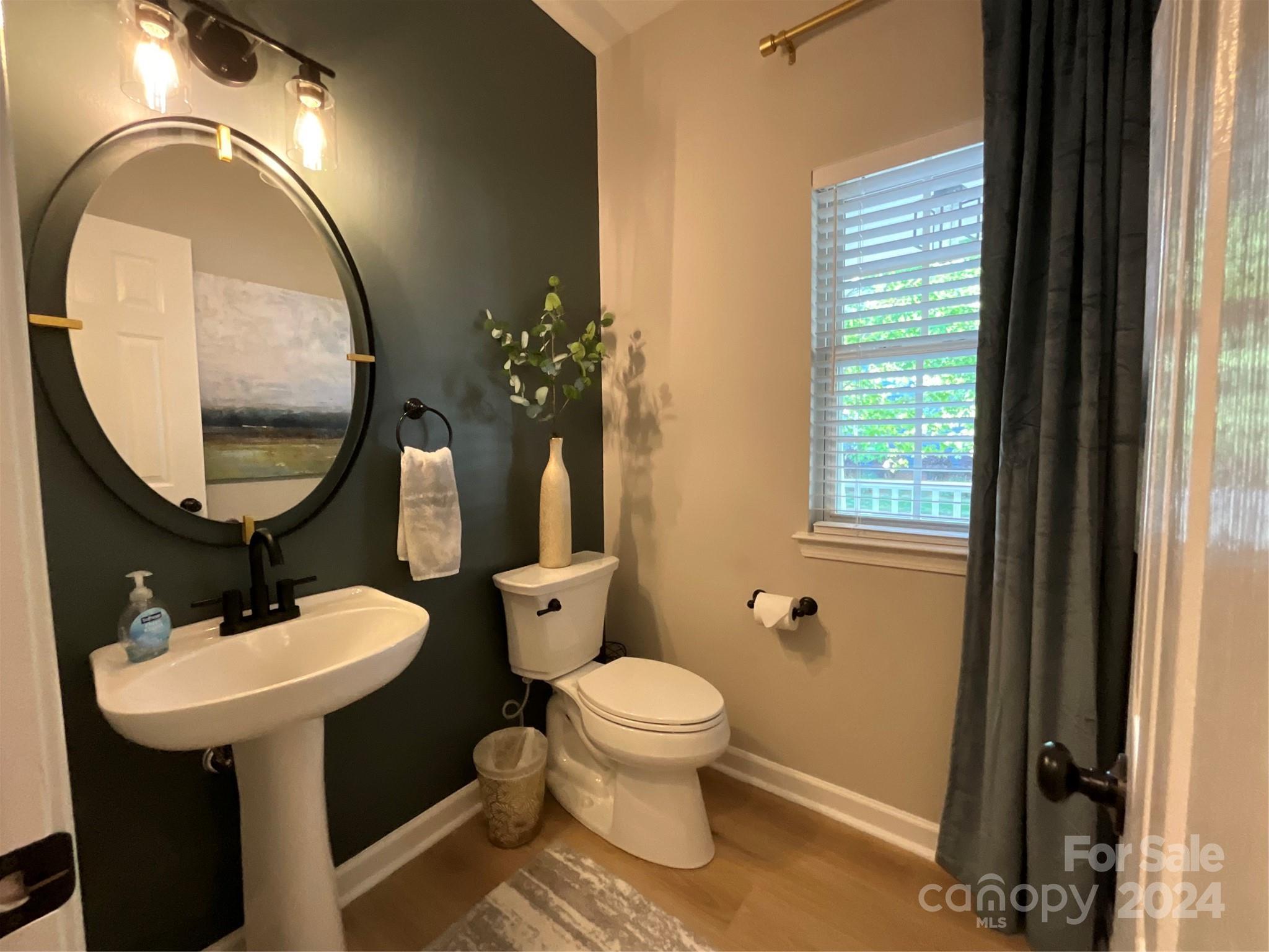 8126 Evanston Falls Road Huntersville, NC 28078 - Photo 20 of 42 a bathroom with a toilet a sink and a mirror