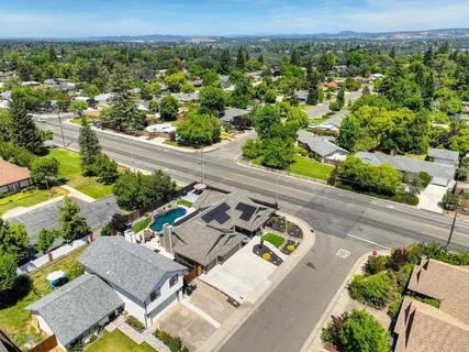 an aerial view of multiple house