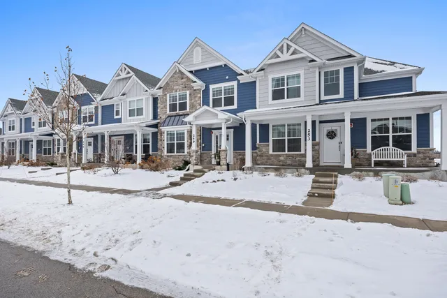 a front view of a building with street