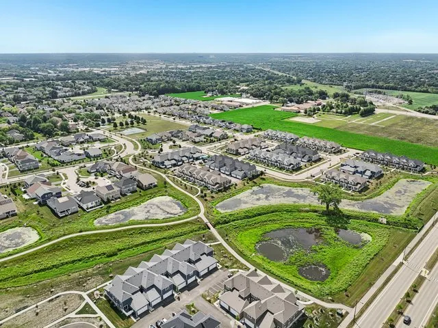 a view of a lake and houses