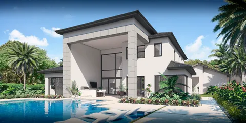 a house with a garden and swimming pool