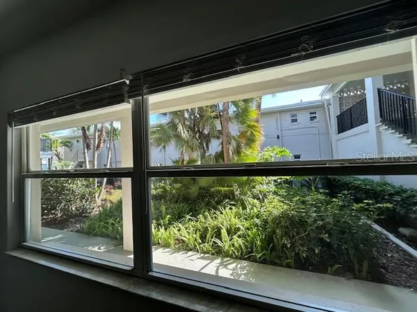 a view of a back yard from a window