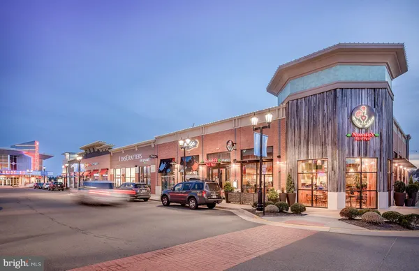 an outdoor space with seating