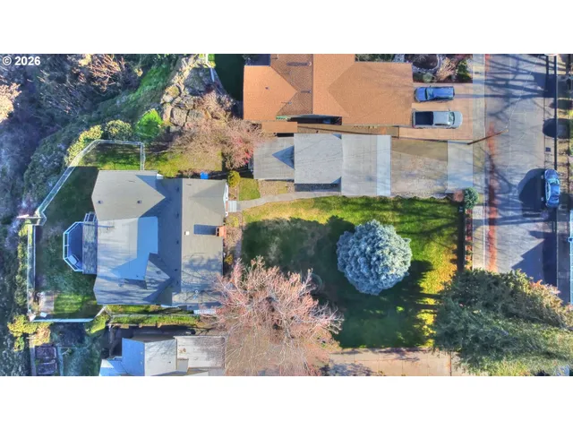 a aerial view of a house with a garden