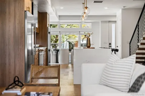 a view of a living room with fireplace