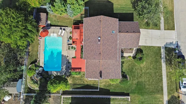 an aerial view of a house