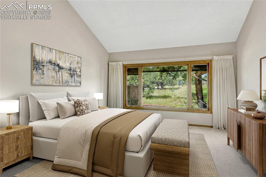 3120 Camels Ridge Lane Colorado Springs, CO 80904 - Photo 8 of 50 "Virtually Staged" Vaulted Primary Suite with Large Windows to the West, Ensuite Bath