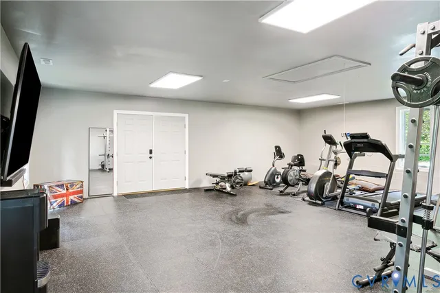 a view of a room with gym equipment