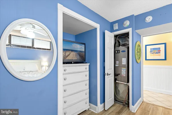 wooden floor with a mirror