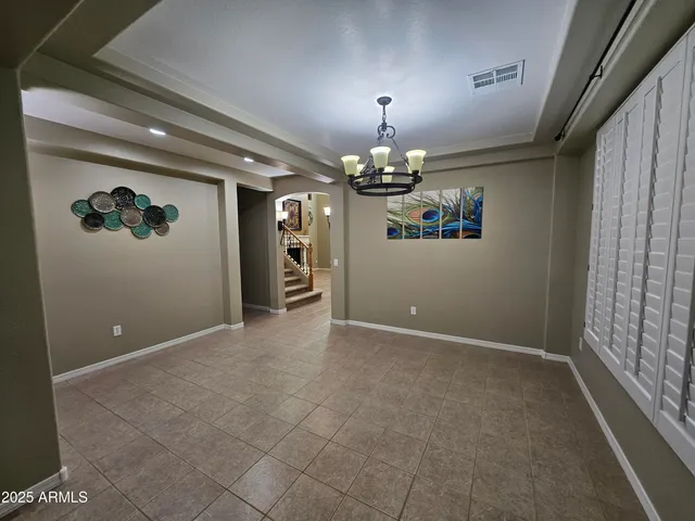 a view of a livingroom with a chandelier