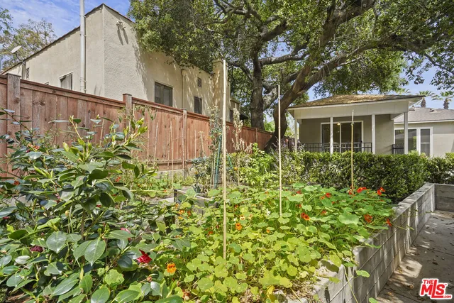 a view of a garden with pathway