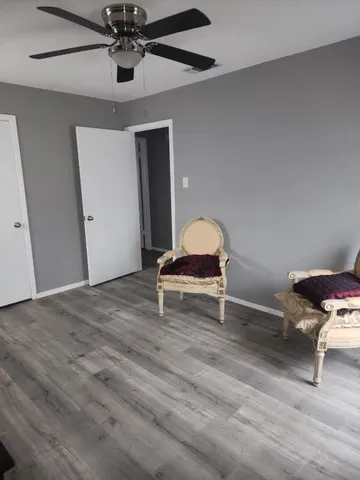 a chair and table in a room