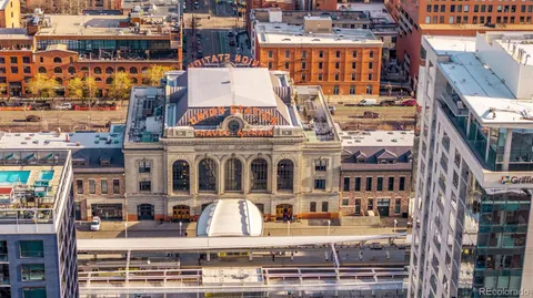 a city view with tall buildings