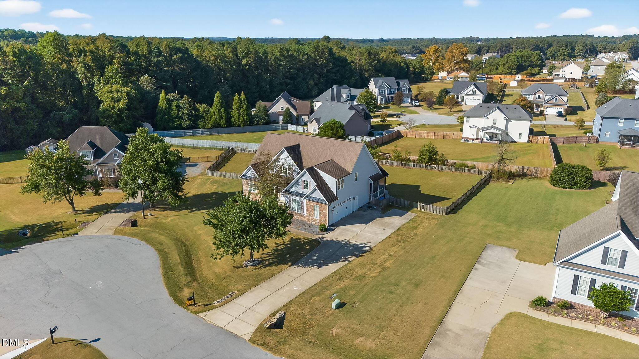 96 Jackson Ridge Court Willow Spring, NC 27592 - Photo 43 of 54 an aerial view of a house with a yard basket ball court and outdoor seating