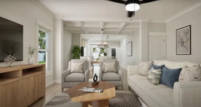 a living room with furniture and a flat screen tv