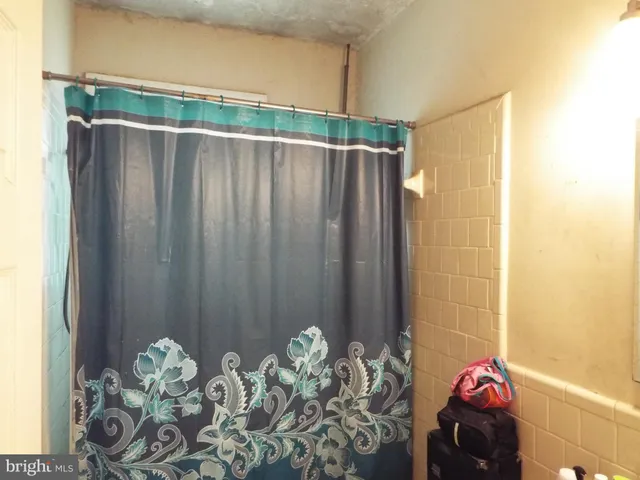 a bathroom with a bathtub and shower curtain