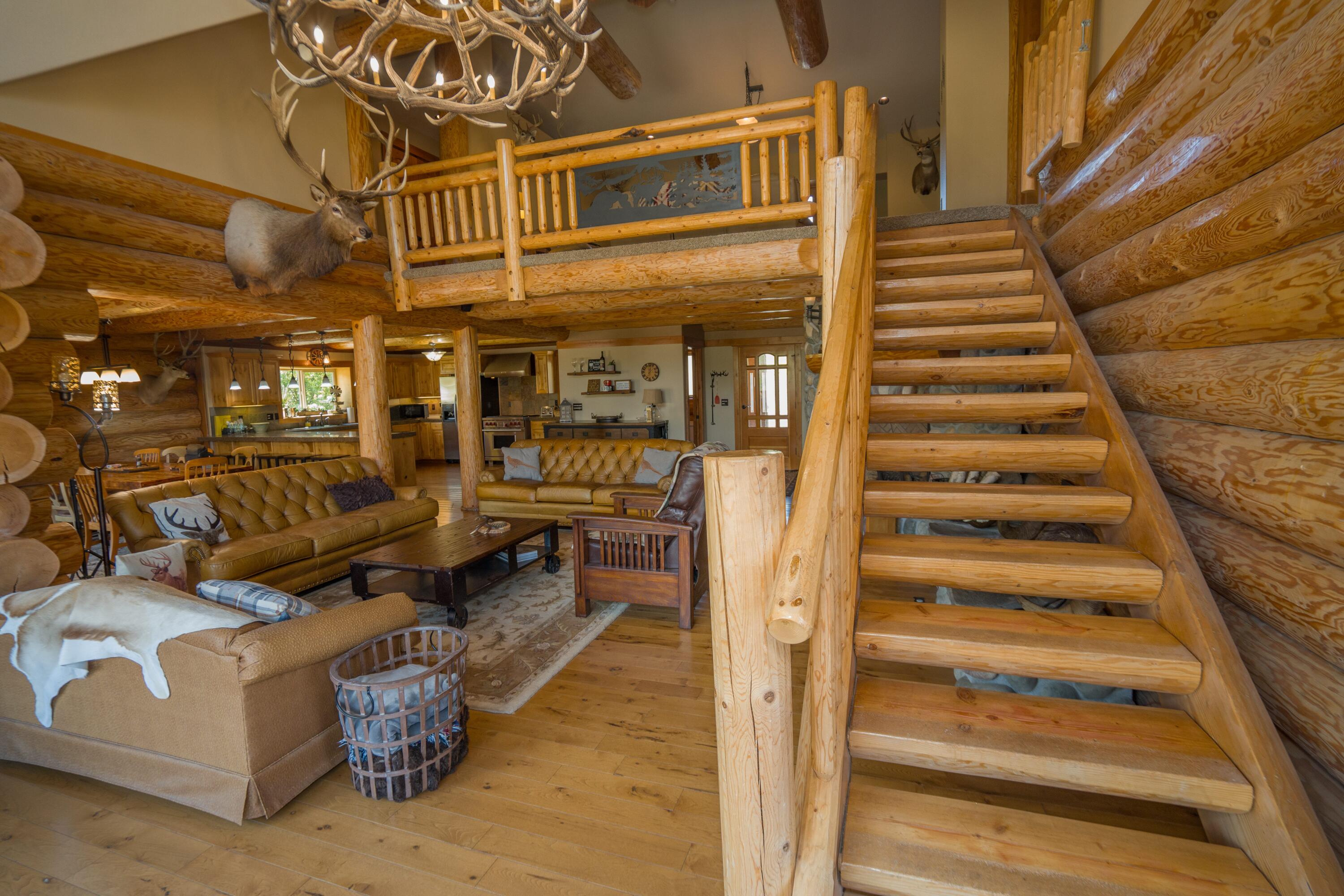53232 Upper Rhea Creek Road Heppner, OR 97836 - Photo 10 of 40 log stairs oregon thorn creek ranch