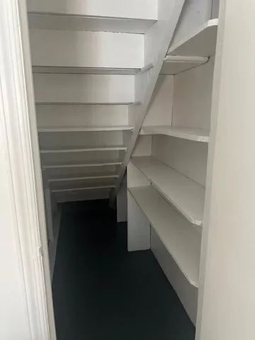 a view of an empty walk in closet