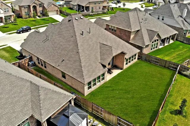 an aerial view of a house