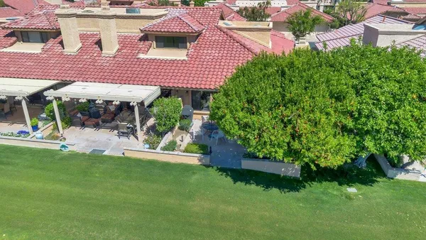 an aerial view of a house having outdoor space