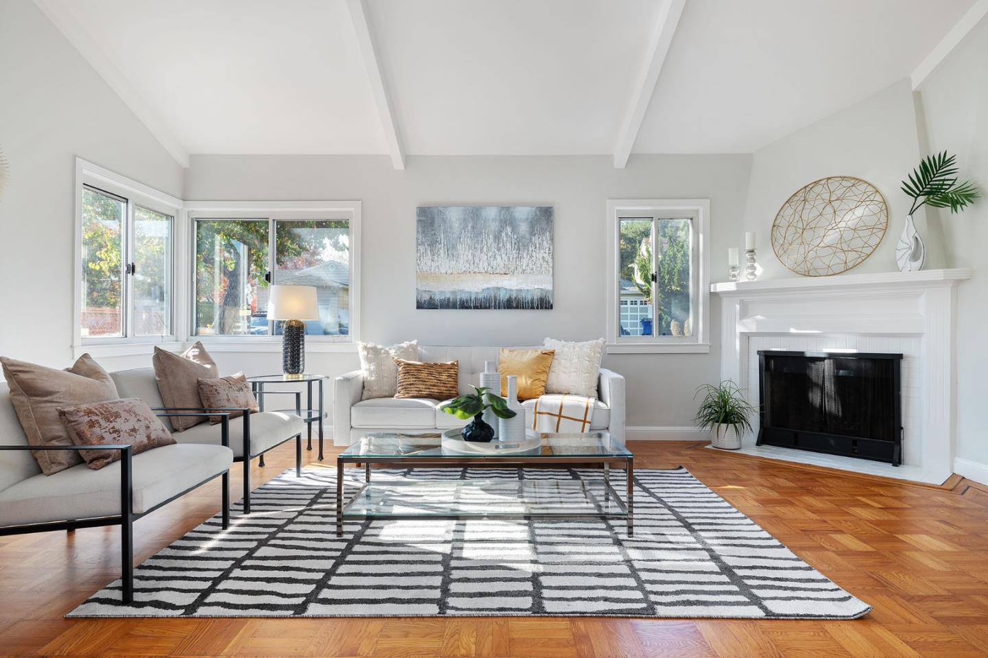 194 Willow Avenue Millbrae, CA 94030 - Photo 1 of 76 a living room with furniture a rug a large window and a fireplace