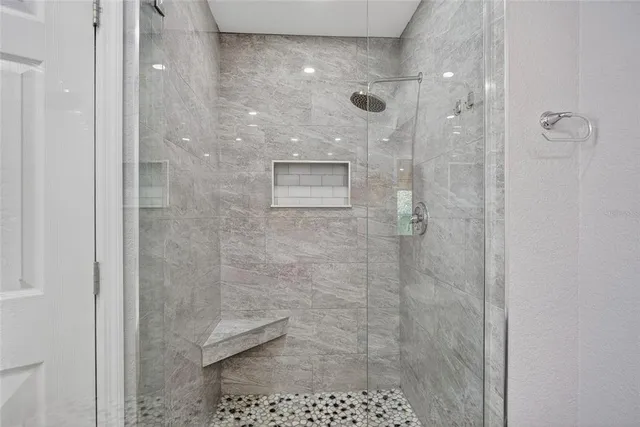 a bathroom with a shower