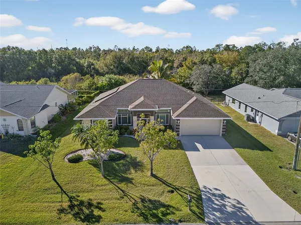 an aerial view of a house