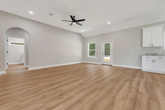 a view of a room with racks on the wall