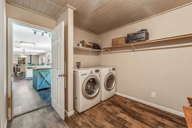 a utility room with dryer and washer