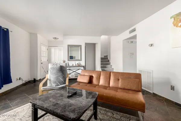 a living room with furniture