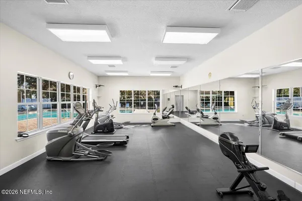 a view of a room with gym equipment