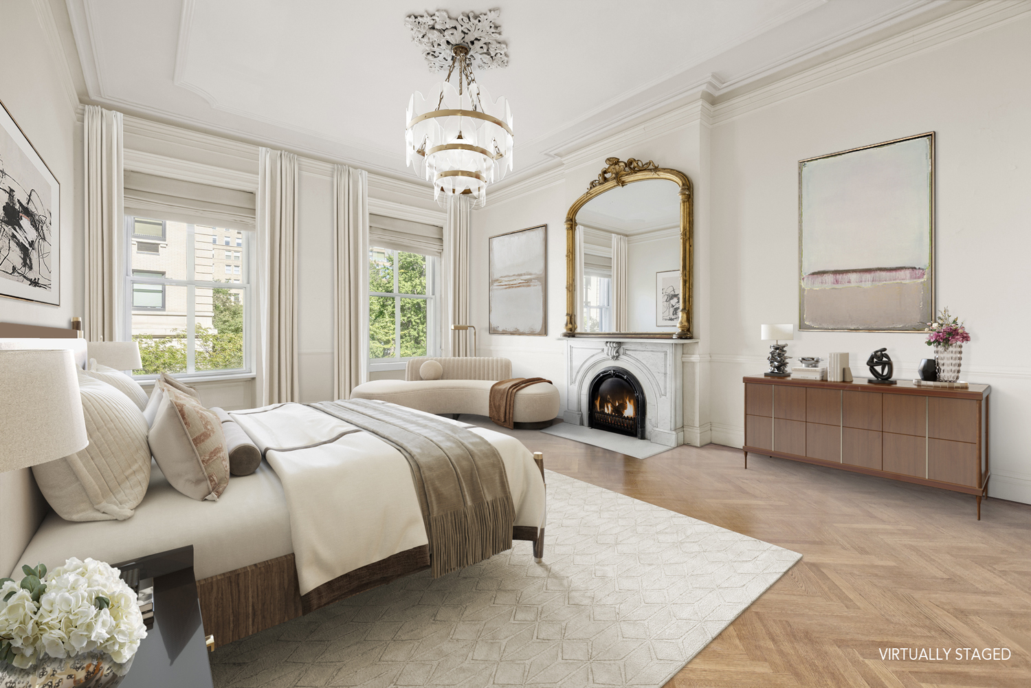 11 Gramercy Park South Manhattan, NY 10003 - Photo 6 of 27 a spacious bedroom with a bed a couch and dresser