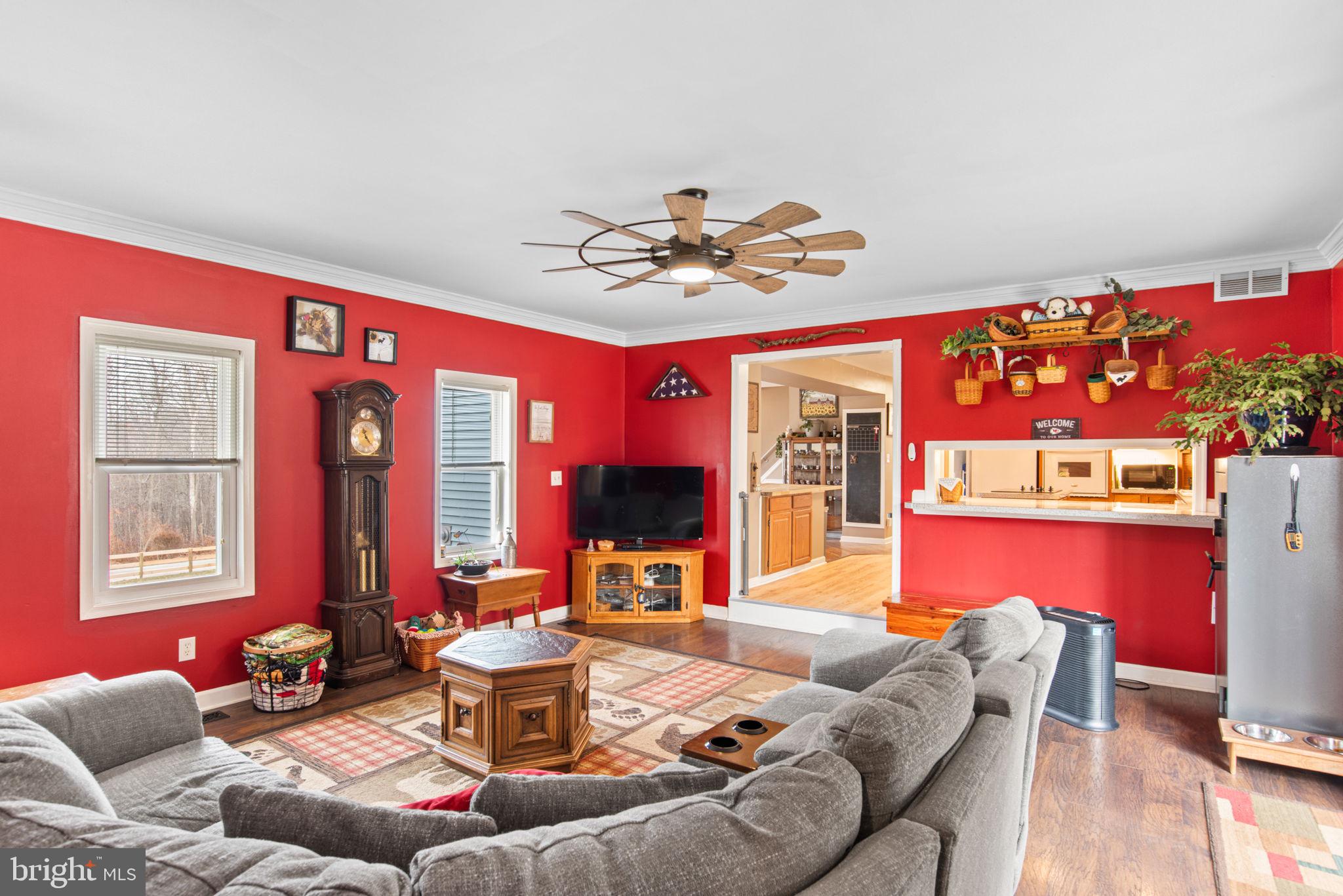 19773 Haugh Road Stewartstown, PA 17363 - Photo 17 of 58 a living room with furniture a fireplace and a flat screen tv