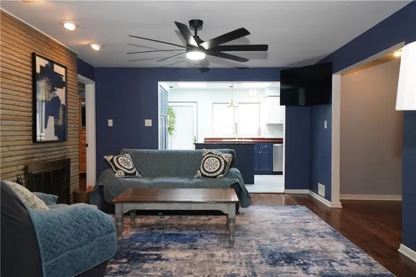 a living room with furniture and window