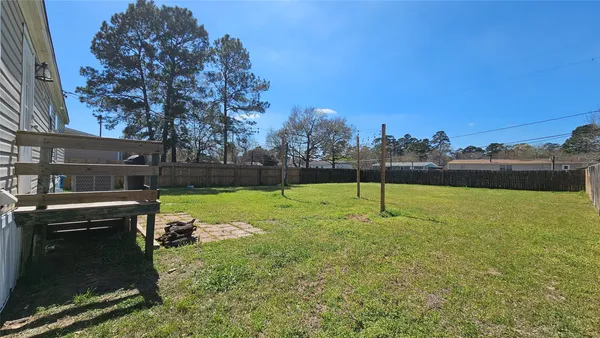 a view of a garden with a slide