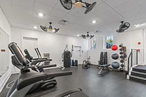 a room with gym equipment