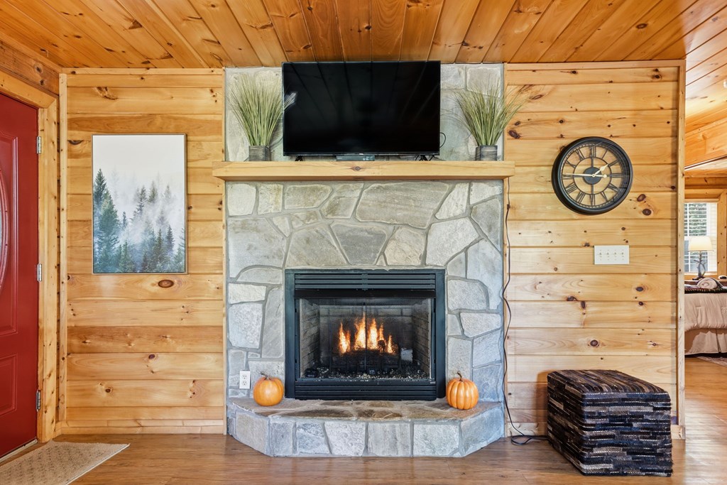 25 Foster Lane Morganton, GA 30560 - Photo 9 of 28 a living room with a fireplace and a stove
