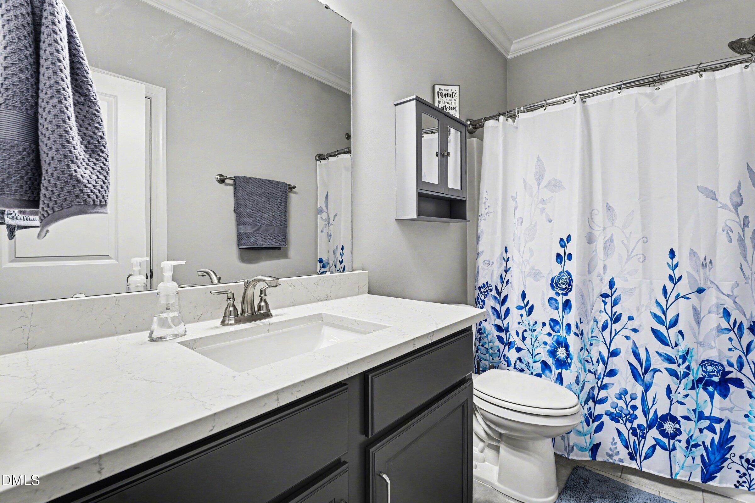 130 Aylebury Ridge Zebulon, NC 27597 - Photo 21 of 41 a bathroom with a sink a toilet and shower curtain