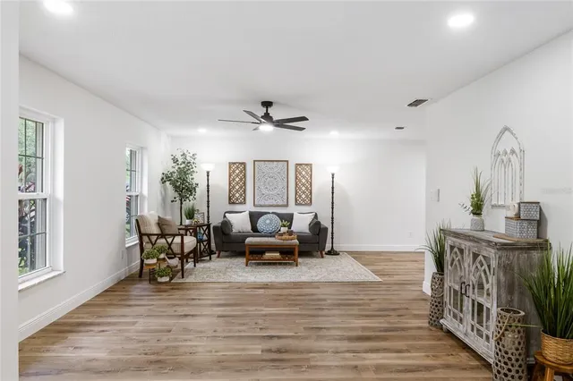 a living room with furniture