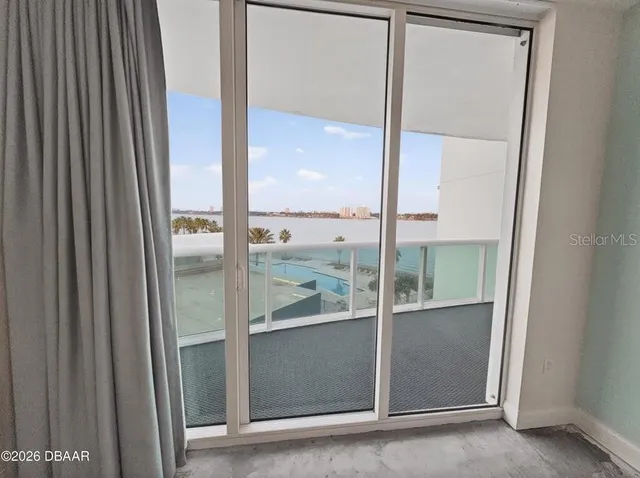 a view of a glass door