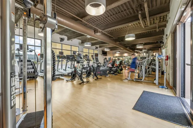 a view of a room with gym equipment