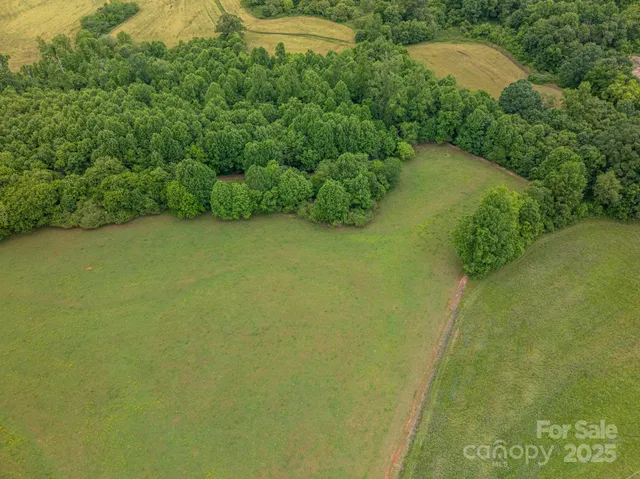 a view of a field of grass and trees