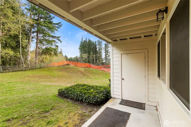 a view of outdoor space with deck and garden
