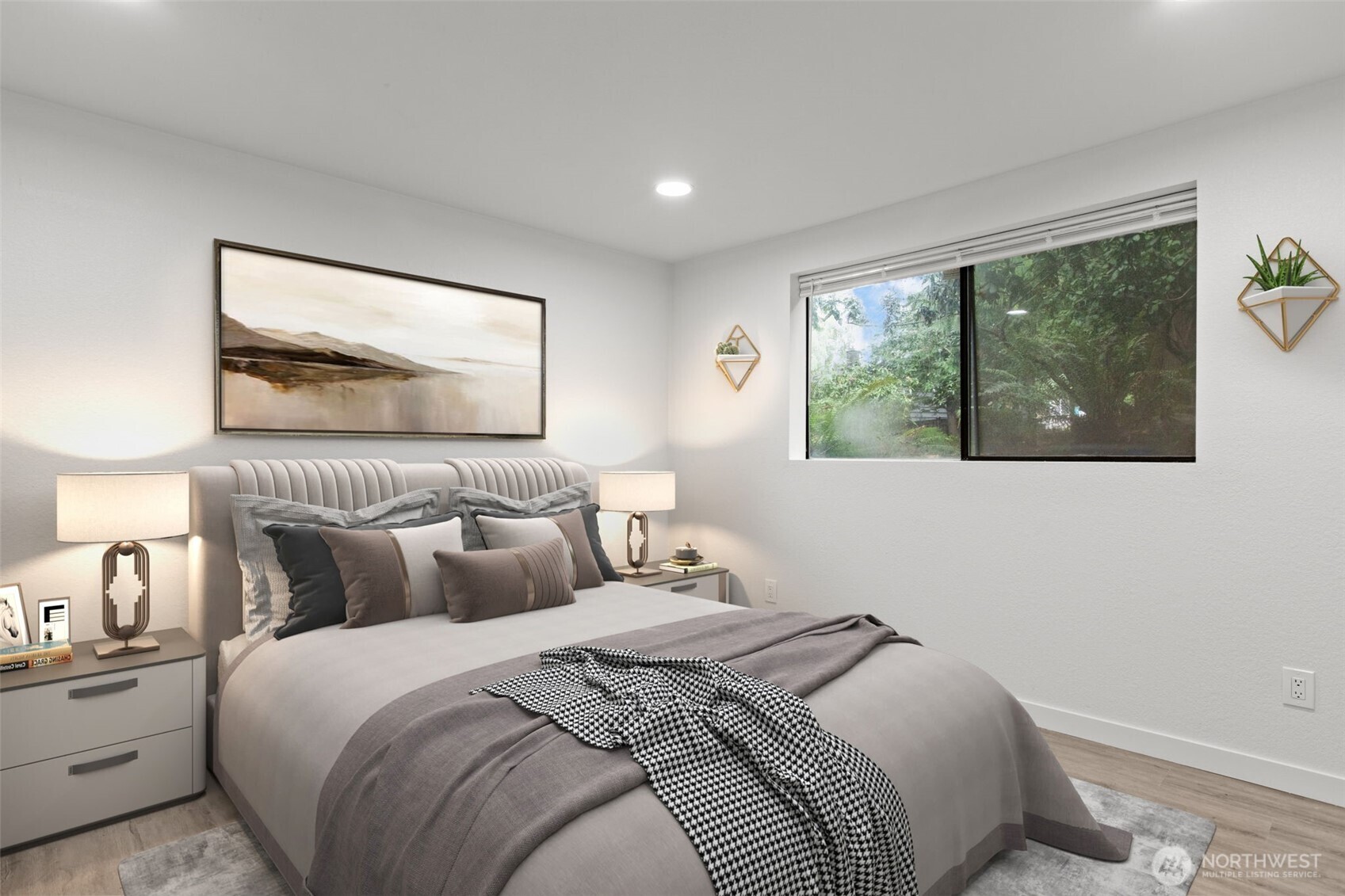 138 Southwest 116th Street, Unit G15 Seattle, WA 98146 - Photo 12 of 21 a bedroom with a bed and a painting on the wall