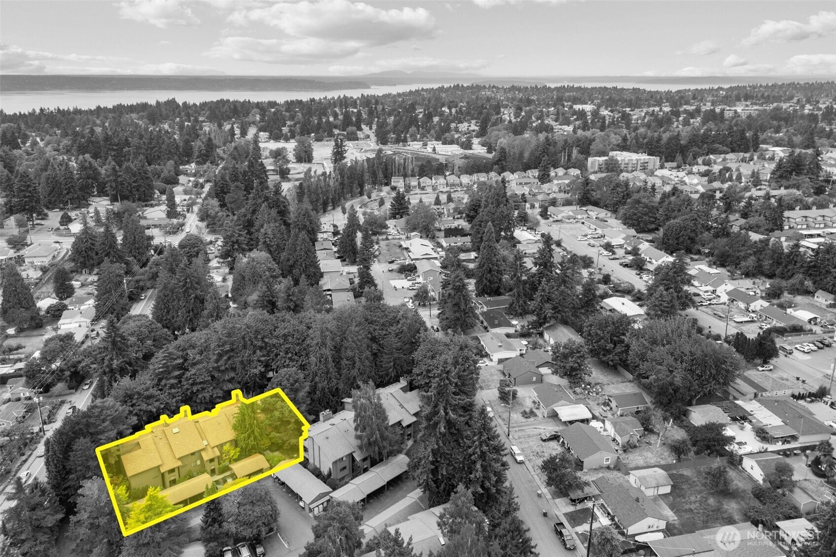 138 Southwest 116th Street, Unit G15 Seattle, WA 98146 - Photo 20 of 21 an aerial view of a house with a swimming pool