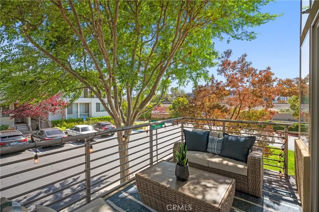 a view of a bench in the roof deck