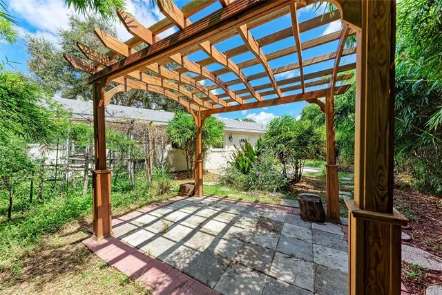 a backyard of a house with lots of green space
